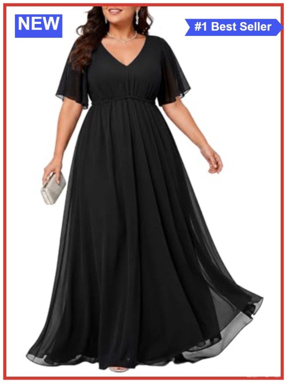 Plus Size Formal Wedding Guest Chiffon Long Dress